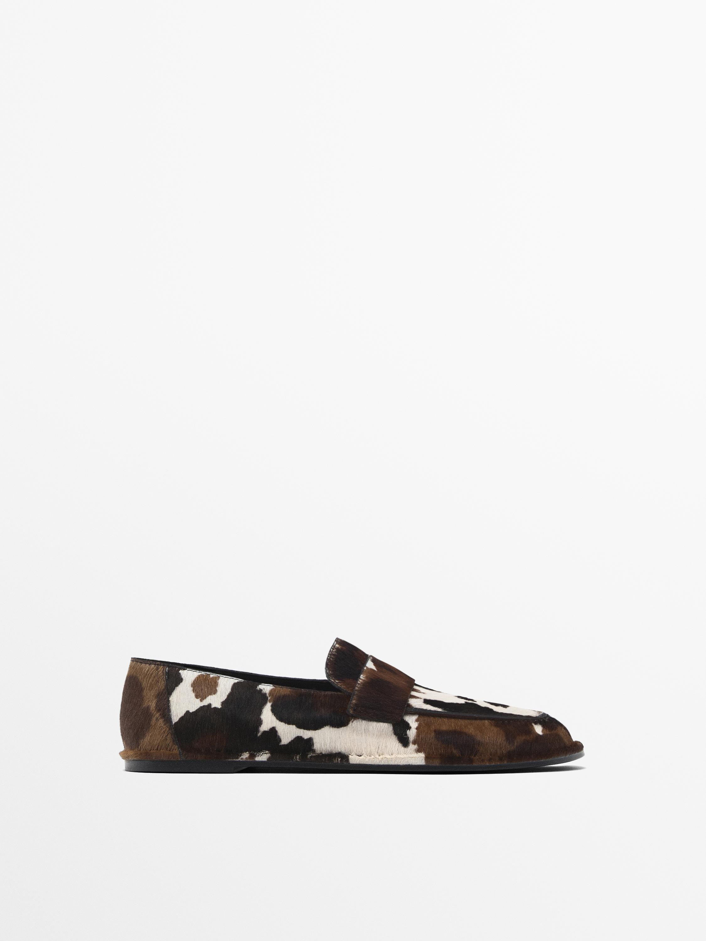 Animal print furskin loafers | Massimo Dutti UK