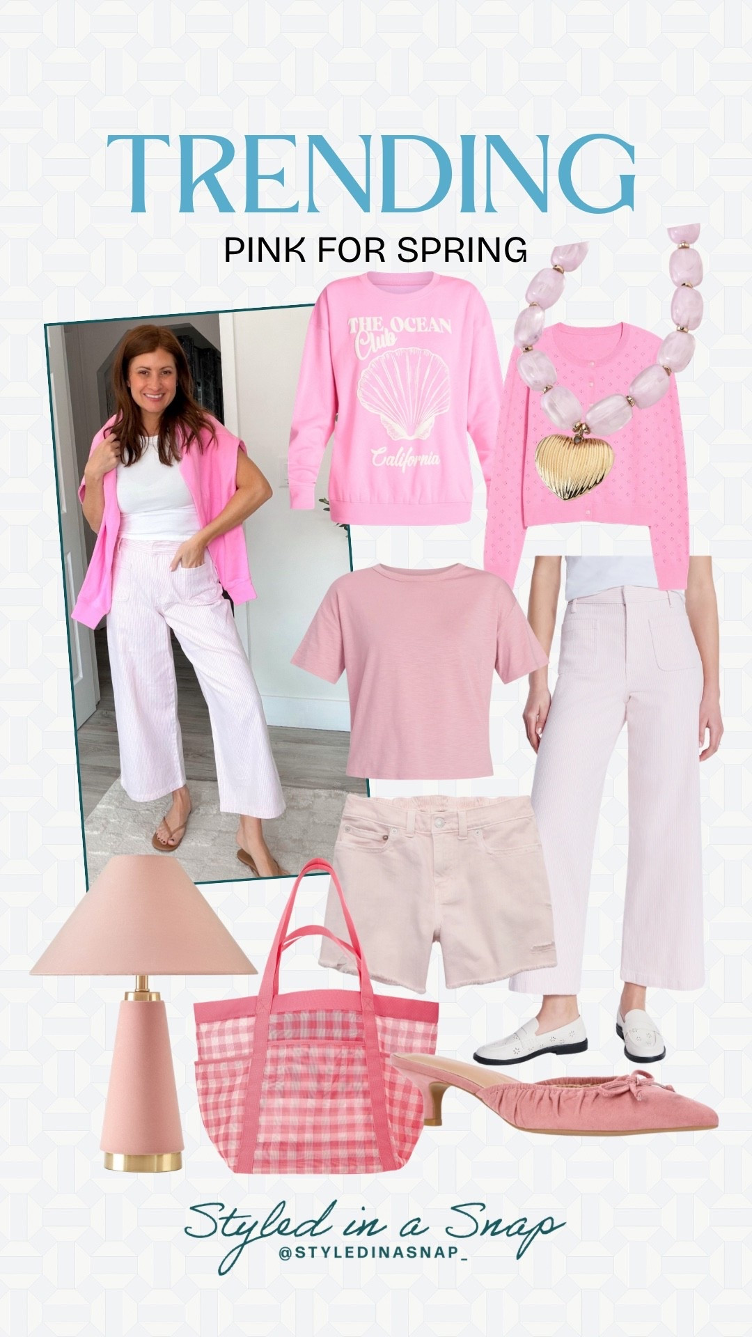 I am blown away by this Walmart outfit that is perfectly pink for spring! I love the pastel pants paired with a vibrant sweatshirt and had to share them. These are some of my favorite pink spring finds. These mules are absolutely adorable and such a good price. This lamp is the most gorgeous dusty rose color and adds the perfect pop of color for a spring refresh. 
Pink pants, pink shirt, viral mesh pink tote 

#LTKSeasonal #LTKPetite #LTKOver40