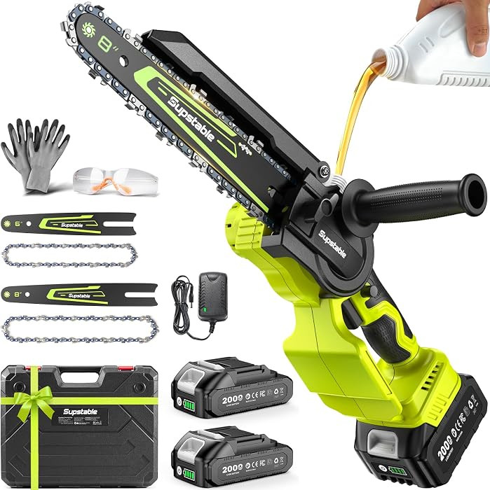 Mini Chainsaw Cordless, 8 Inch & 6 Inch Electric Chainsaw Battery Powered, 1000W Brushless Handhe... | Amazon (US)