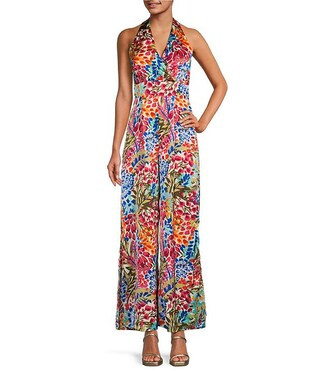 Sugarlips Surplice V-Neck Sleeveless Wide Leg Halter Jumpsuit | Dillard's | Dillard's