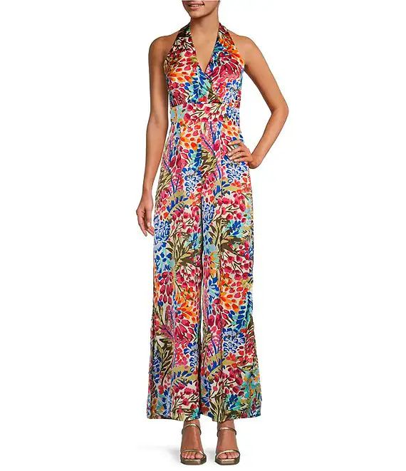 Sugarlips Surplice V-Neck Sleeveless Wide Leg Halter Jumpsuit | Dillard's | Dillard's