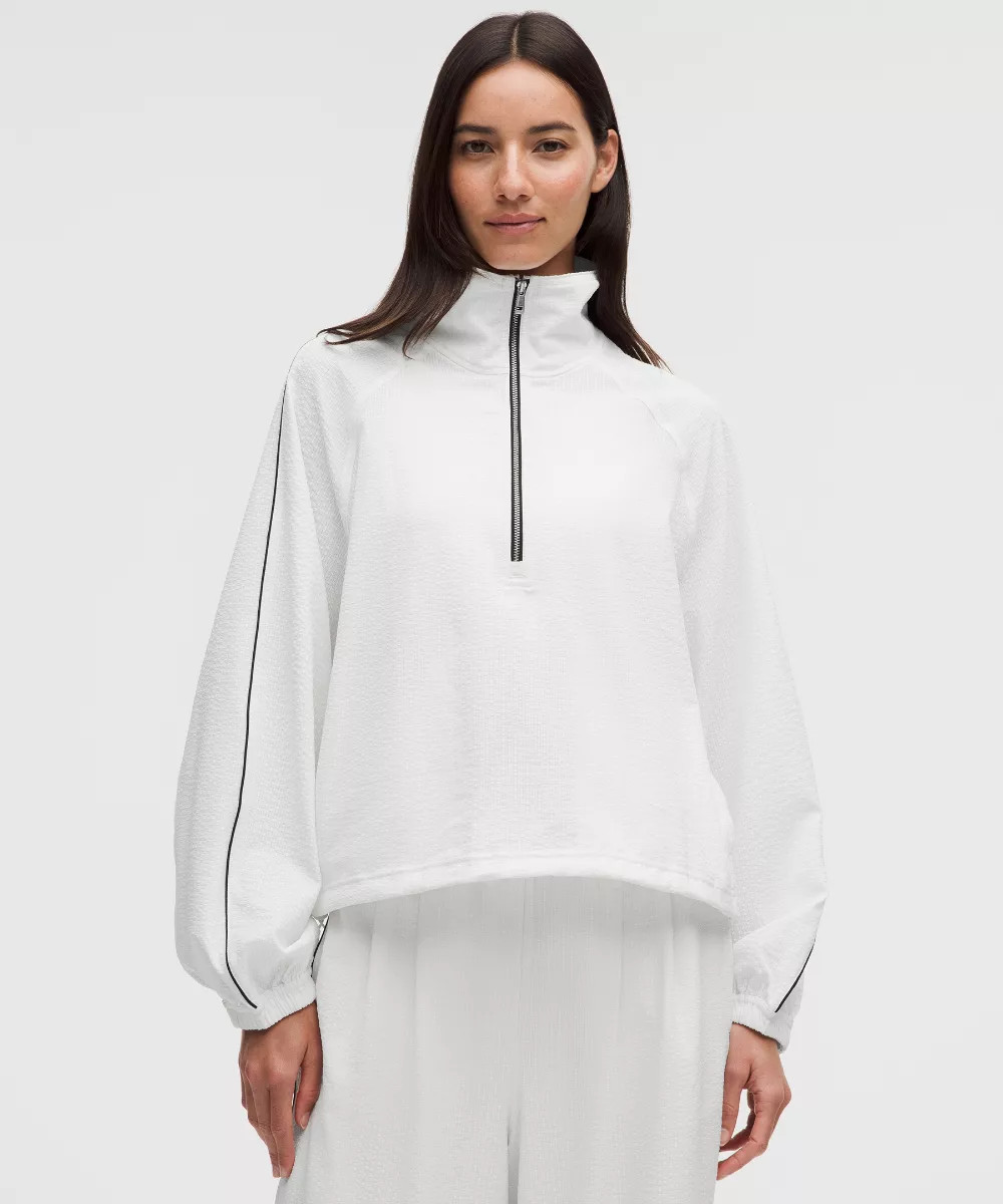 Seersucker WovenAir Funnel-Neck Half Zip | lululemon (AU)