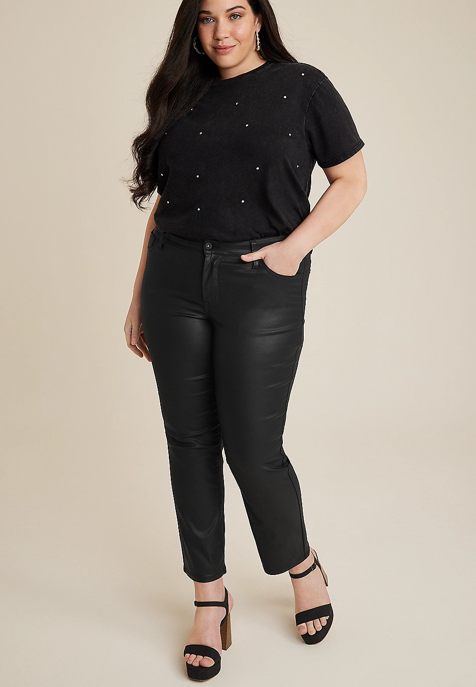 Plus Size edgely™ High Rise Color Coated Slim Straight Ankle Jean | Maurices