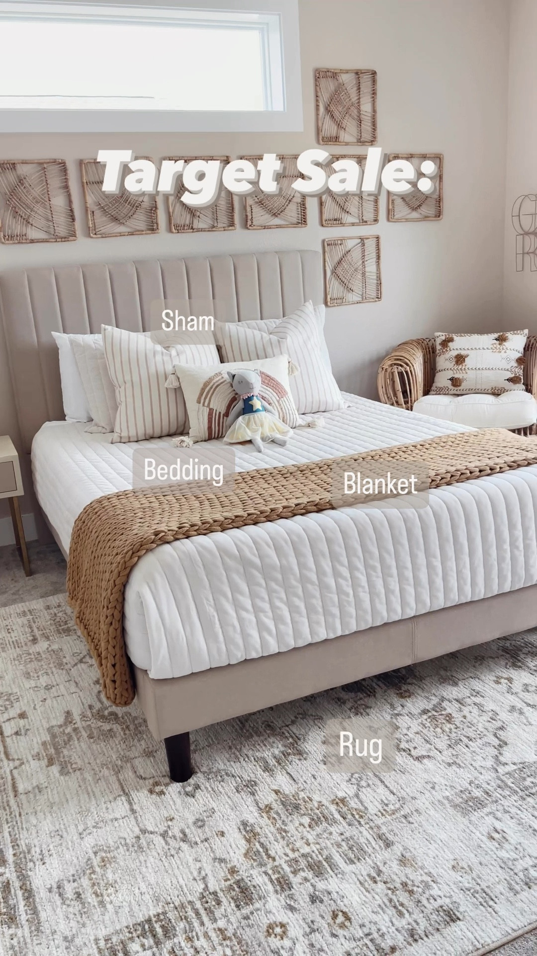 Target Circle Week sale home items… vintage rug, sham, bedding, lamp, throw pillow, and stool / table!! Home decor - bedroom decor - neutral style - neutral decor - girls bedroom decor - tween bedroom 

#LTKSaleAlert #LTKSummerSales #LTKHome
