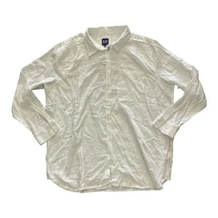 Gap Ladies Lightweight Long Sleeve Collared Linen Button Down Top (Bright White XXL) | Walmart (US)