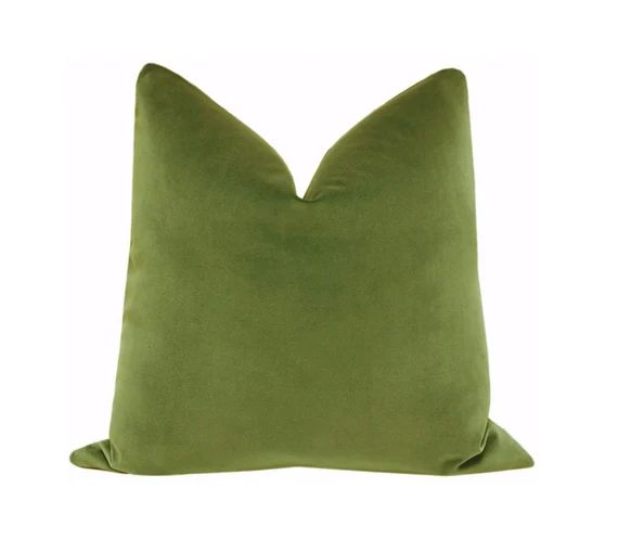 Signature Velvet // Olive Pillow COVER ONLY | green velvet pillow |green throw pillow | cotton ve... | Etsy (US)