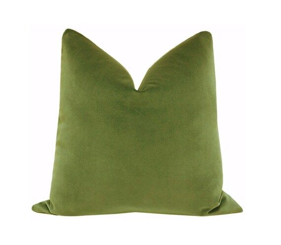 Signature Velvet // Olive Pillow COVER ONLY | green velvet pillow |green throw pillow | cotton ve... | Etsy (US)
