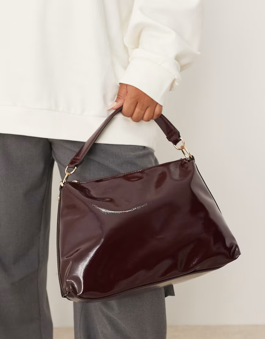 Accessorize patent slouch handheld bag in burgundy-Red | ASOS (Global)