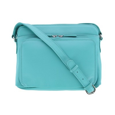 CTM Women's Leather Shoulder Bag Purse with Side Organizer, Turquoise | Target