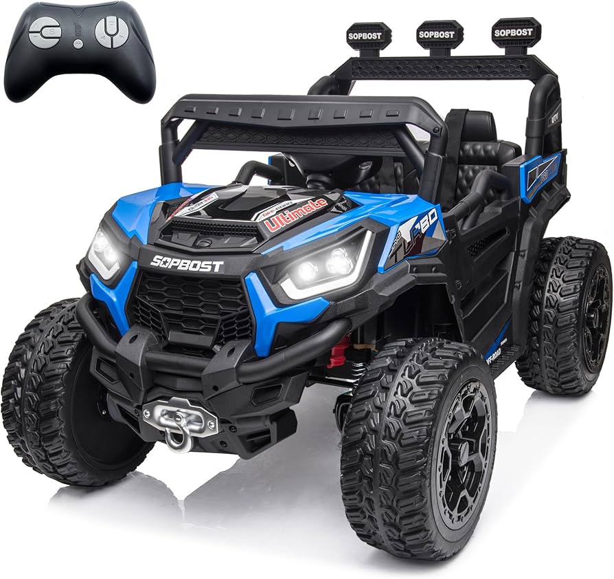sopbost Ride On Car with Remote Control 24V 4WD Electric Car for Kids 4x4 Off-Road Quad Buggy UTV... | Amazon (US)