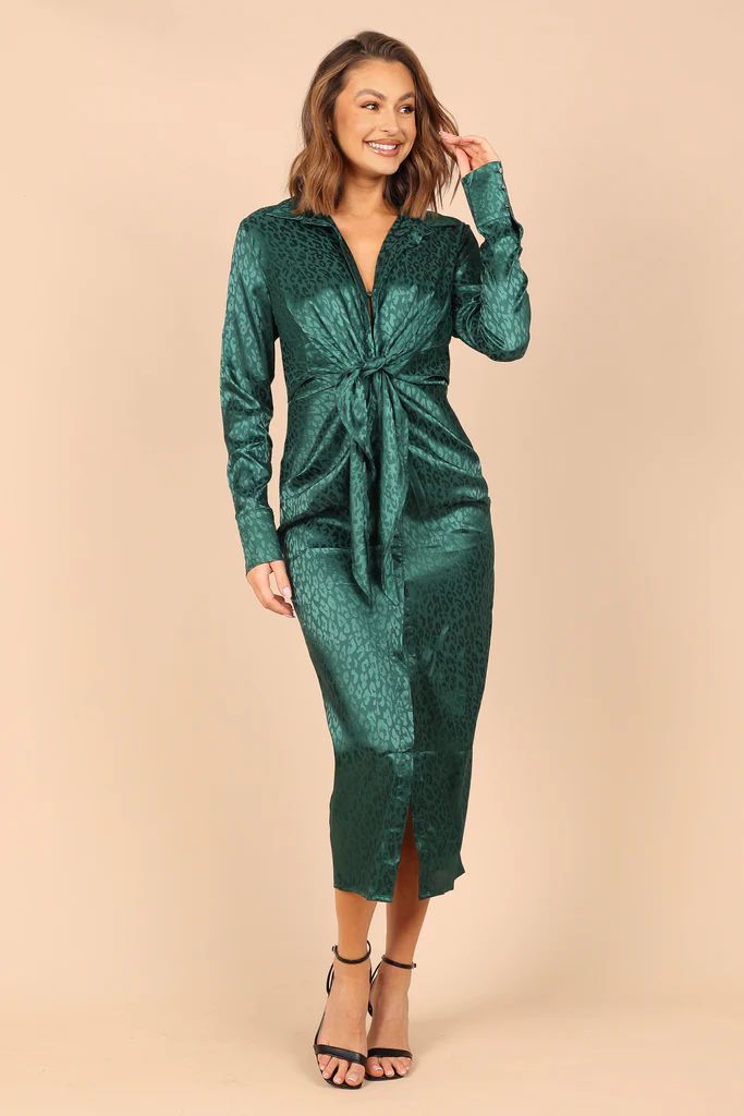 Tanzy Long Sleeve Midi Dress - Emerald | Petal & Pup (US)