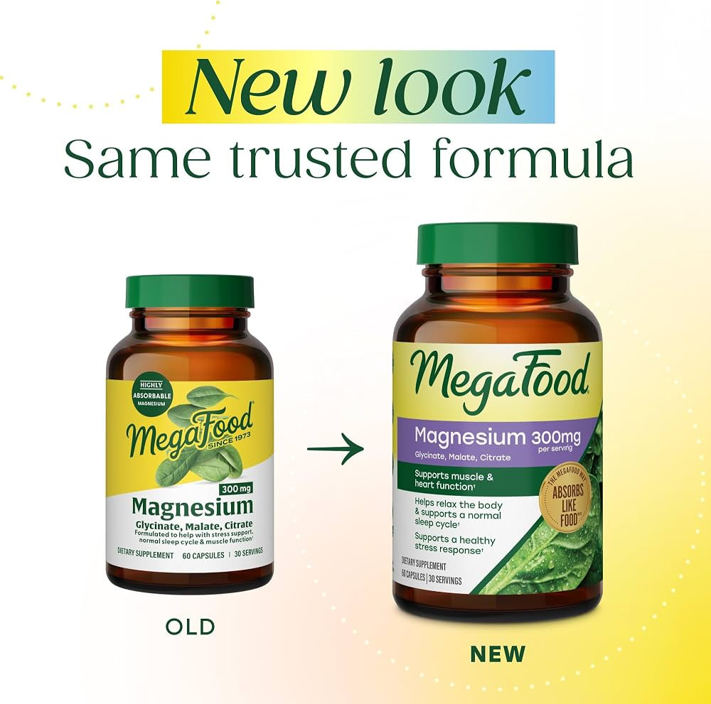 MegaFood Magnesium Glycinate, Citrate & Malate 300mg; Highly Absorbable Triple Magnesium Complex ... | Amazon (US)