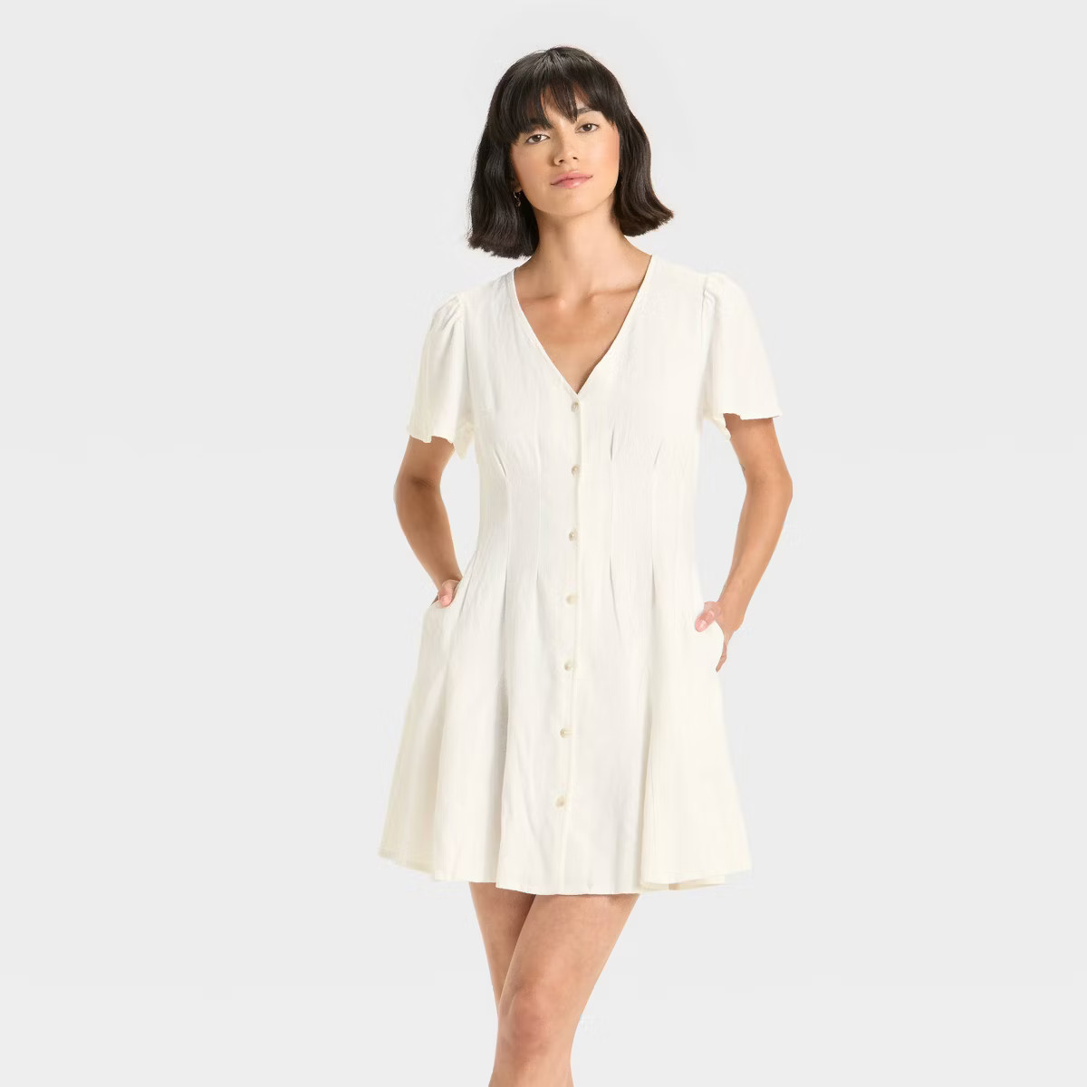Women's Short Sleeve Button-Front Mini A-Line Dress - Universal Thread™ | Target