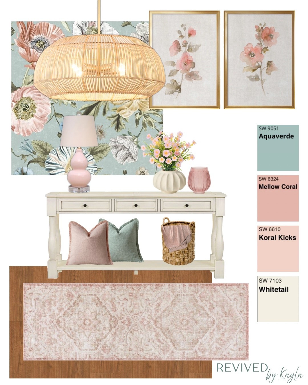 Blue and pink entryway design with paint color palette from Sherwin Williams 🌸

#homedecor #homedesign #entrywaydecor #homeinspo #paintcolors #inspiration #livingroom #bedroom #interiordesign #home #office #entryway #amazon #wayfair #target #lowes #walmart #hallway

#LTKHome #LTKFindsUnder100 #LTKFindsUnder50