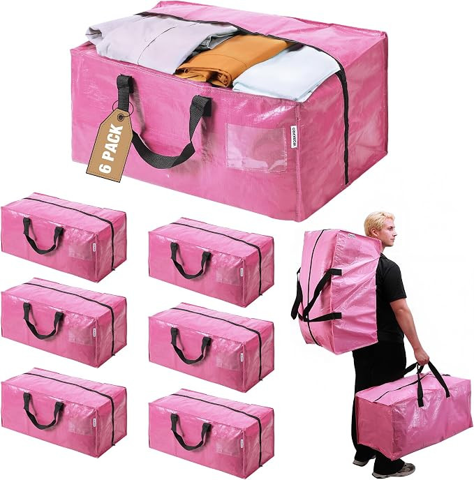 WORKPRO 6 Pack Extra Large Moving Bags with Zippers & Carrying Handles Backpack Straps, Heavy-Dut... | Amazon (US)