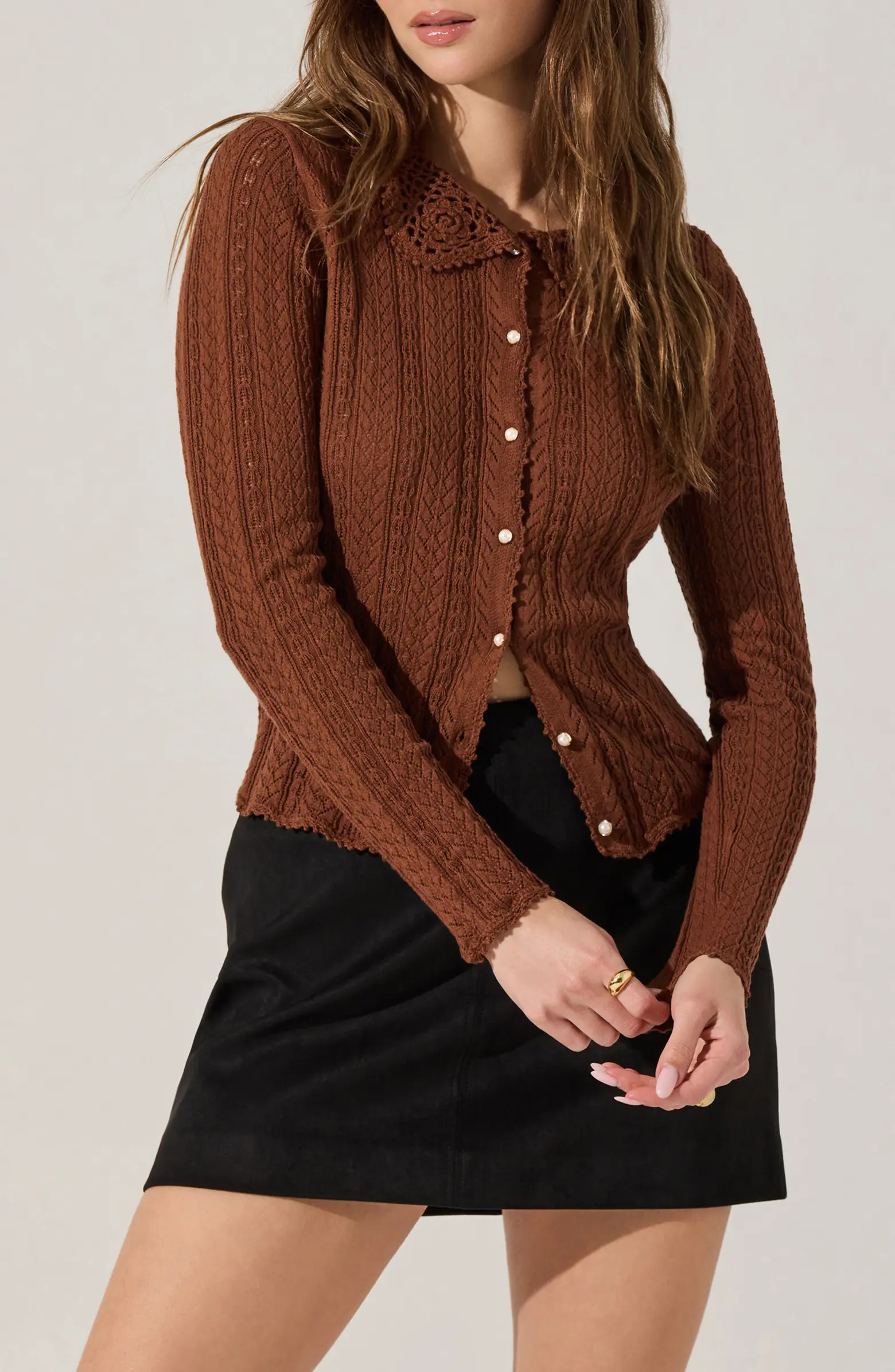 Ottilie Pointelle Stitch Cotton Cardigan | Nordstrom