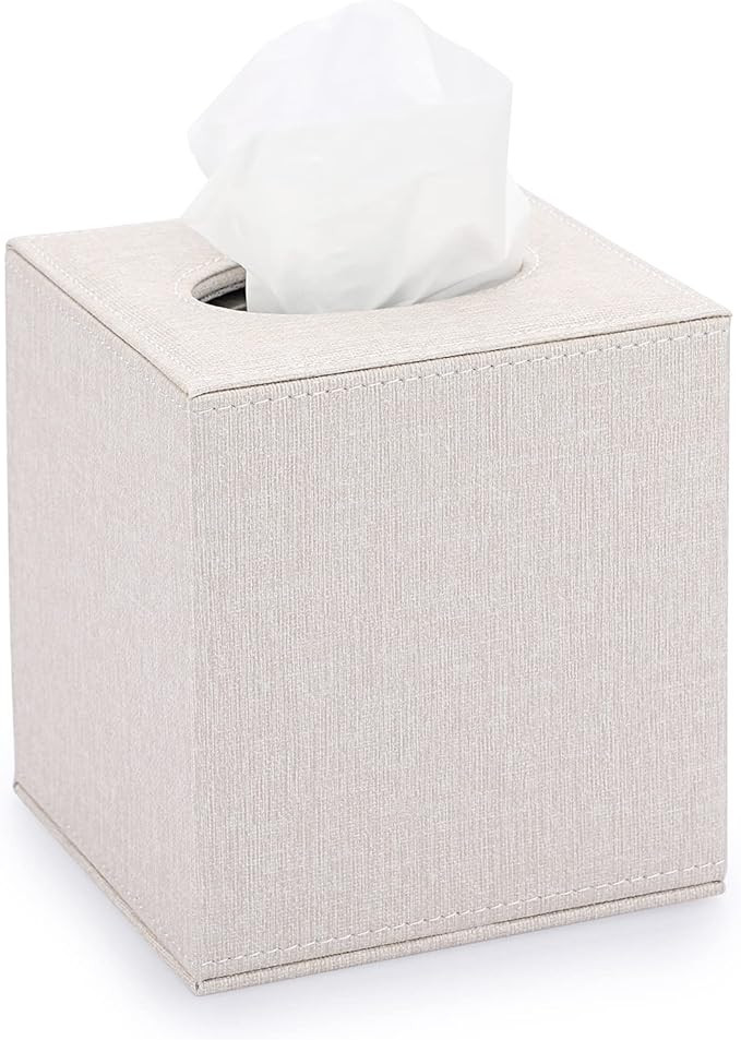 Sumnacon Square Linen Tissue Box Cover - Stylish Cube Tissue Box Holder with Magnetic Bottom, Dec... | Amazon (US)