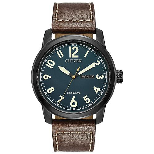 Citizen Eco-Drive Chandler field watch with brown leather strap