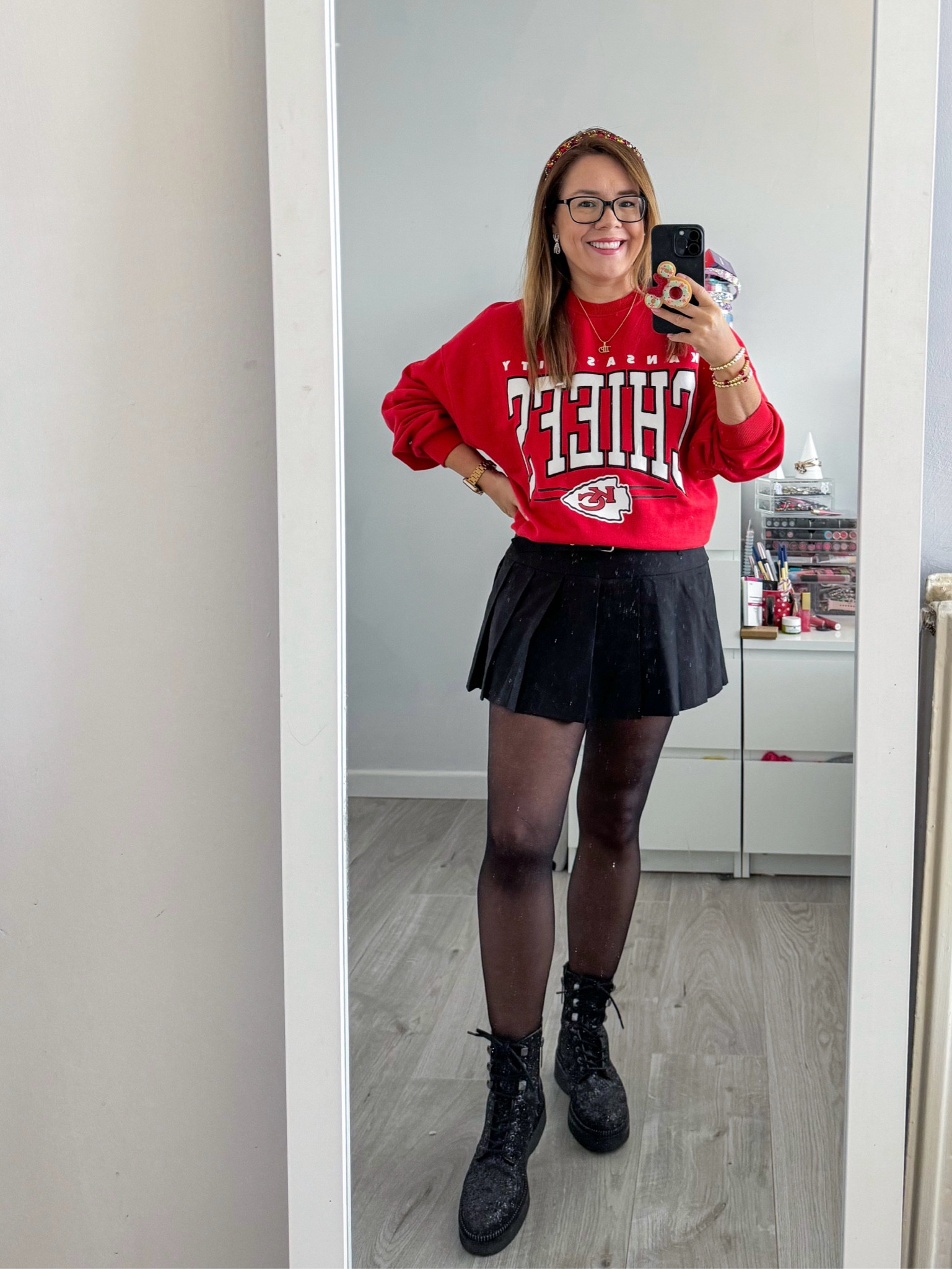 Game day fit ❤️🏈💛 Chiefs kingdom 

KC Chiefs NFL Taylor Swift 

#LTKsale #LTKstyletip