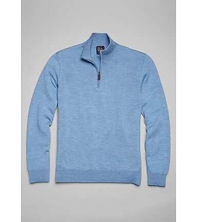 Traveler Collection Merino Wool Quarter Zip Mock Neck Sweater - Big & Tall | Jos. A. Bank