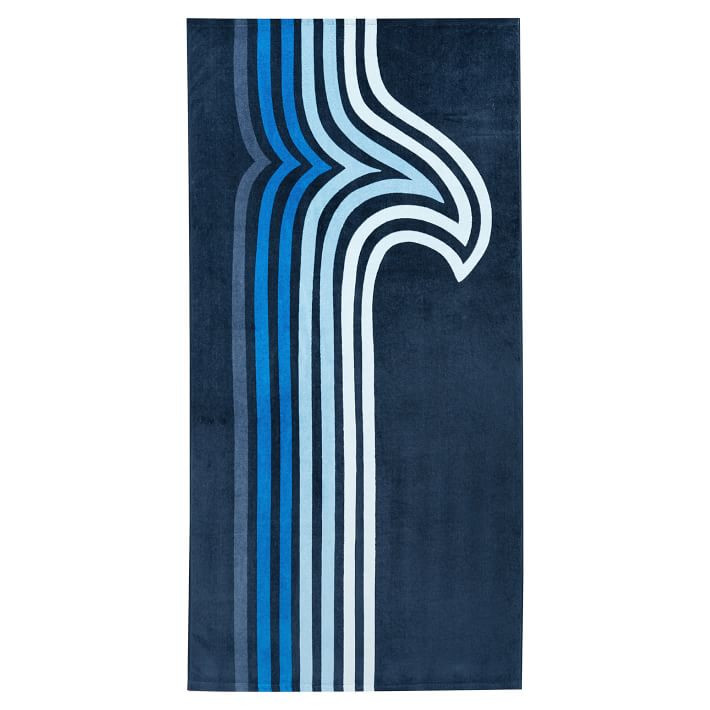 Navy Wave Stripe Beach Towel | Pottery Barn Teen