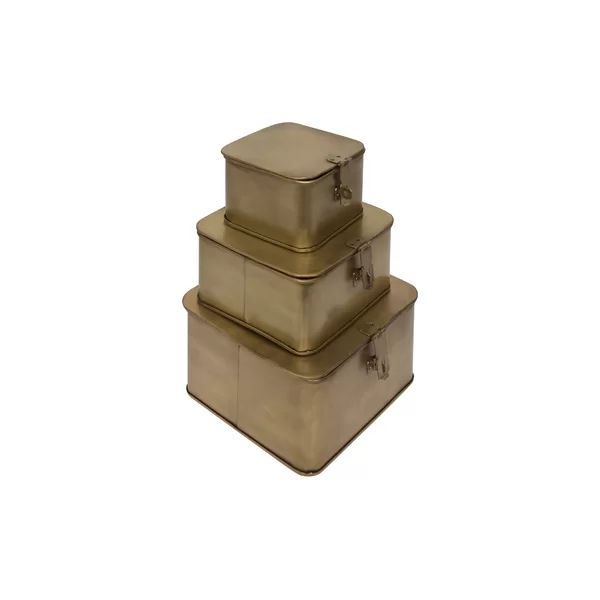 Brack 3 Piece Square Metal Decorative Box Set | Wayfair North America