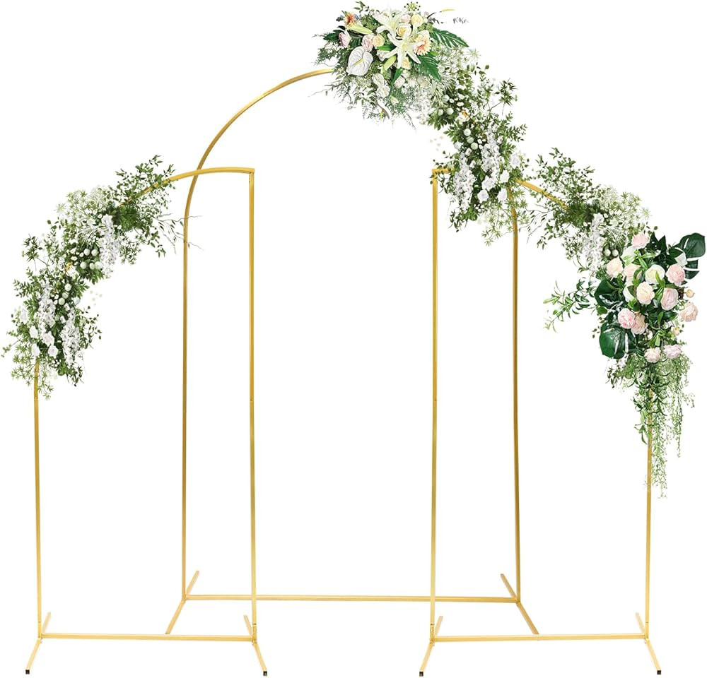 Half Moon Gold Arch Backdrop Stand Set of 3, Metal Wedding Balloon Arch Stand for Ceremony Birthd... | Amazon (US)