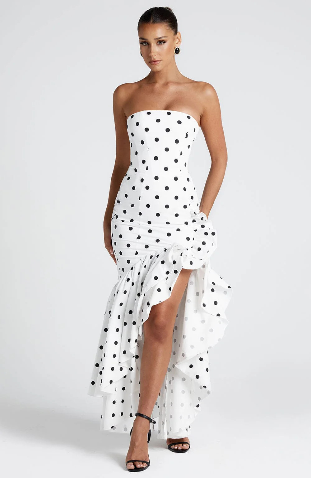 Angelina Maxi Dress - Black Polka Dot Print | Babyboo (global)