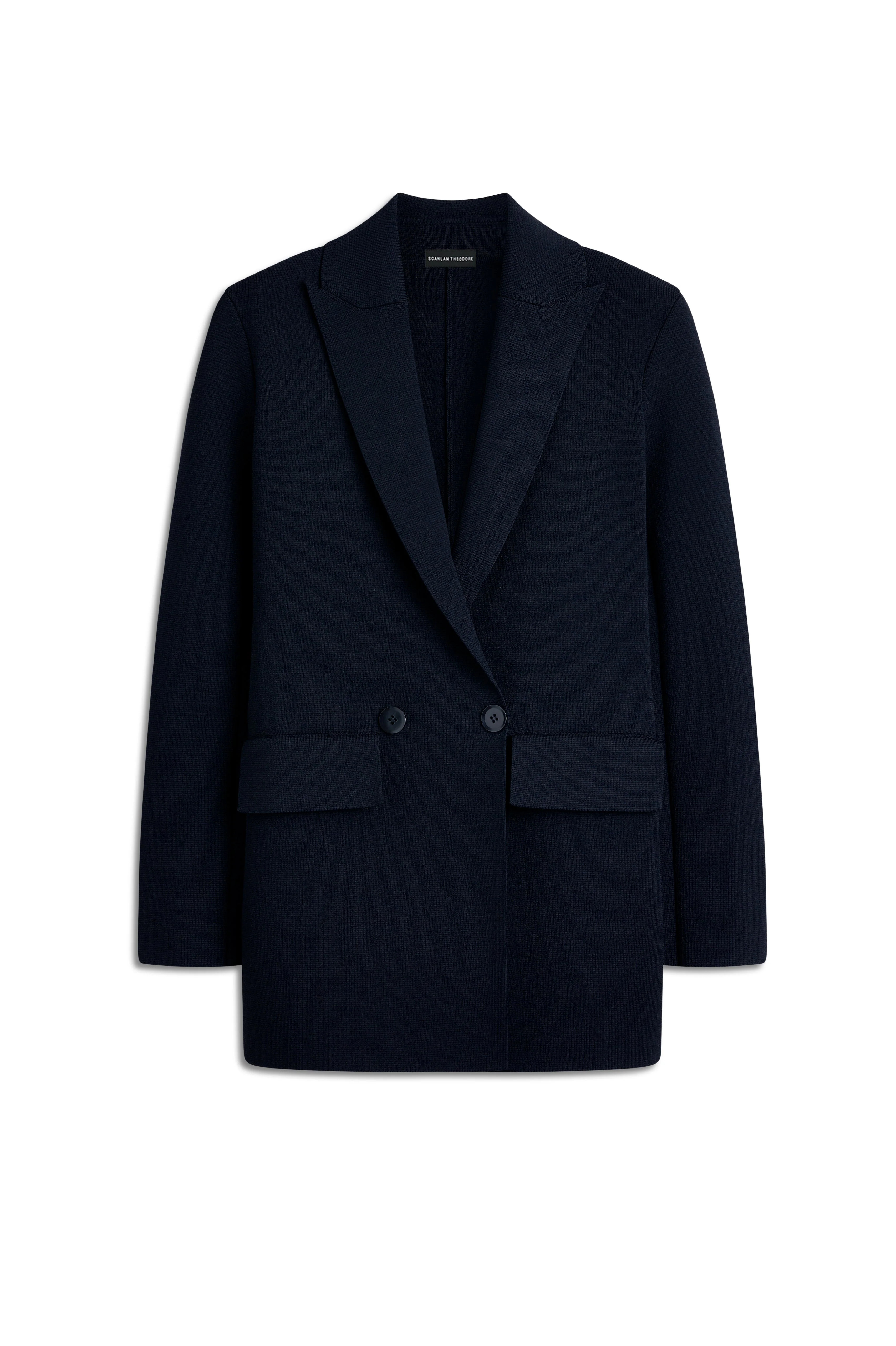 CREPE KNIT TAILORED JACKET - NAVY - Scanlan Theodore | Scanlan Theodore