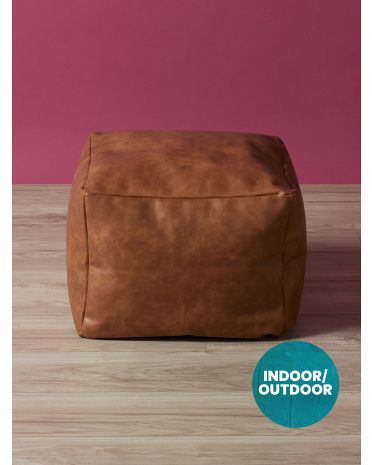 12x16 Indoor Outdoor Faux Leather Pouf | HomeGoods