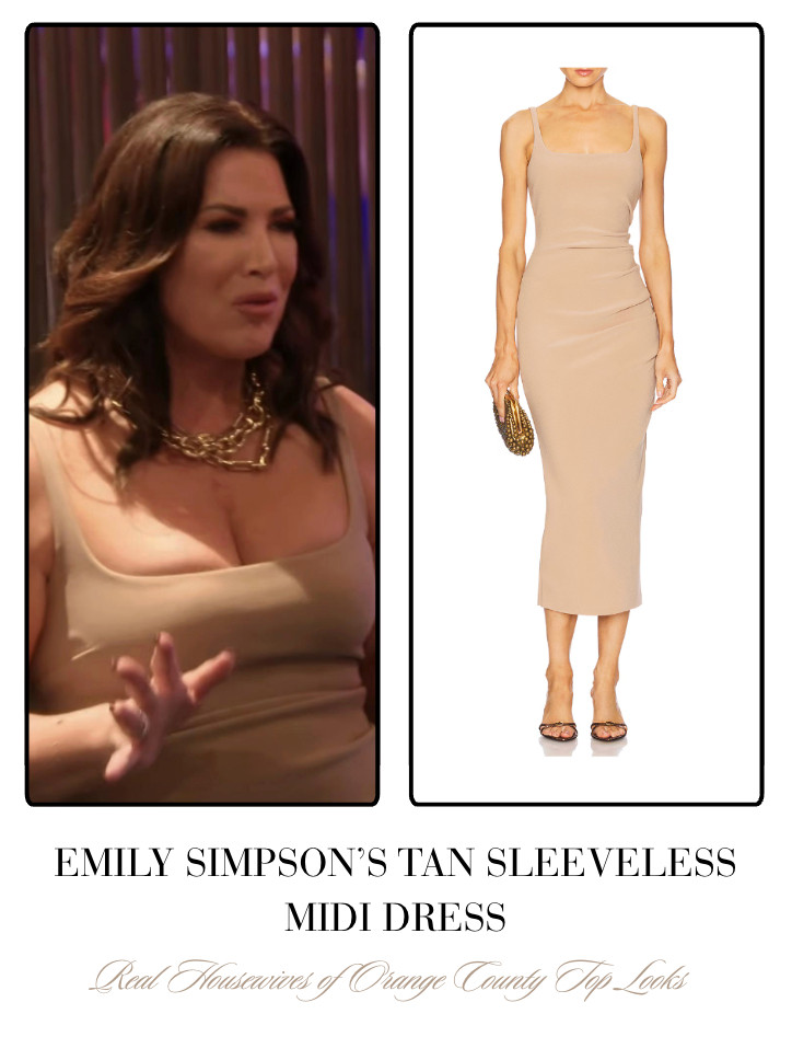 Emily Simpson's Tan Sleeveless Midi Dress 

 