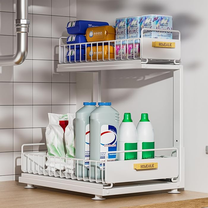 Under Sink Organizer, High Adjustable 2 Tier Under Kitchen Sink Organizer, Multi-Purpose Storage ... | Amazon (US)
