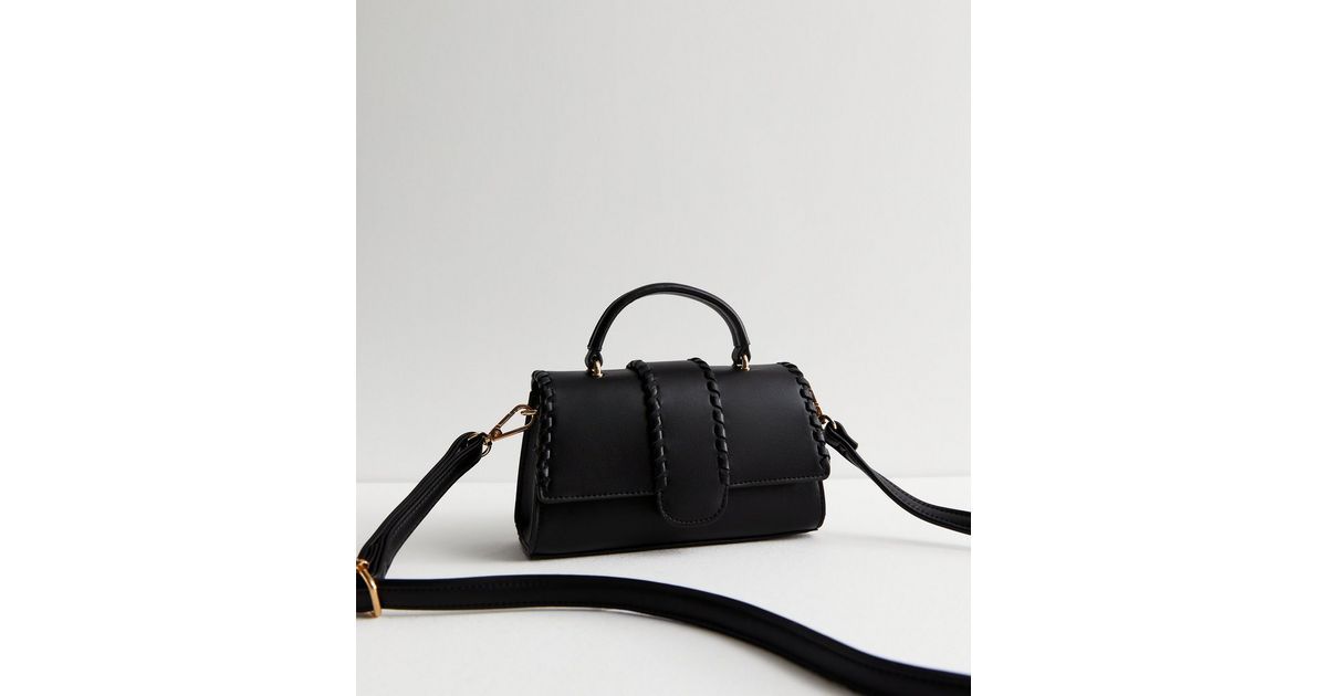 Black Whip Stitch Top Handle Cross Body Bag | New Look | New Look (UK)