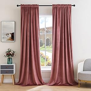 MIULEE Dusty Rose Pink Velvet Curtains Thermal Insulated Blackout Curtain Drapes for Bedroom Livi... | Amazon (US)