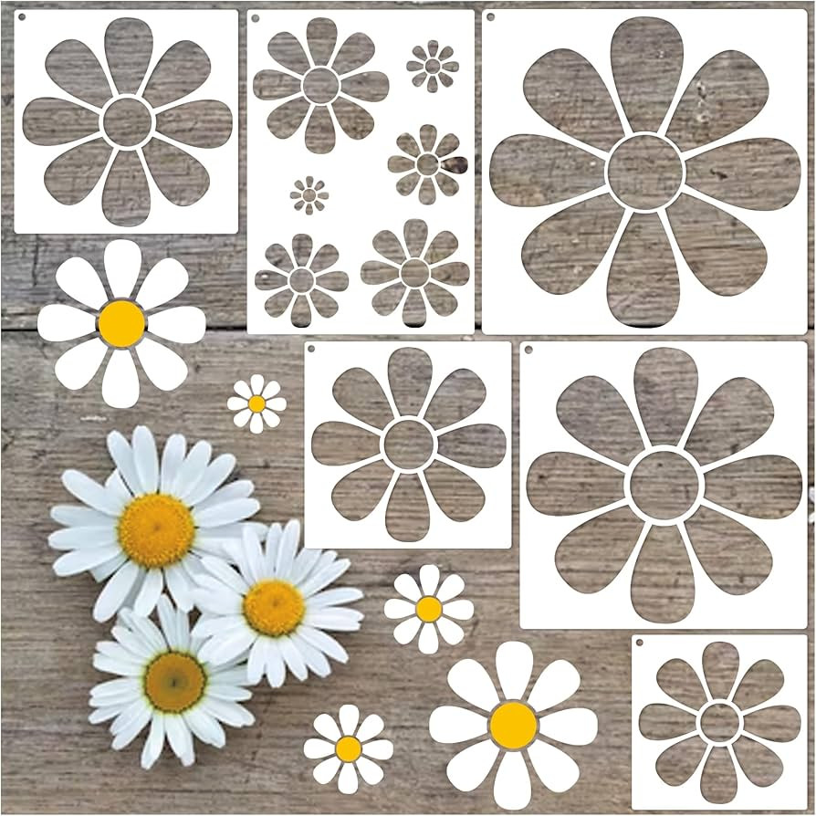 Floral Daisy Stencils for Painting & Crafts - 11.8 Inch Reusable Wood Burning & Drawing Art Sprin... | Amazon (US)