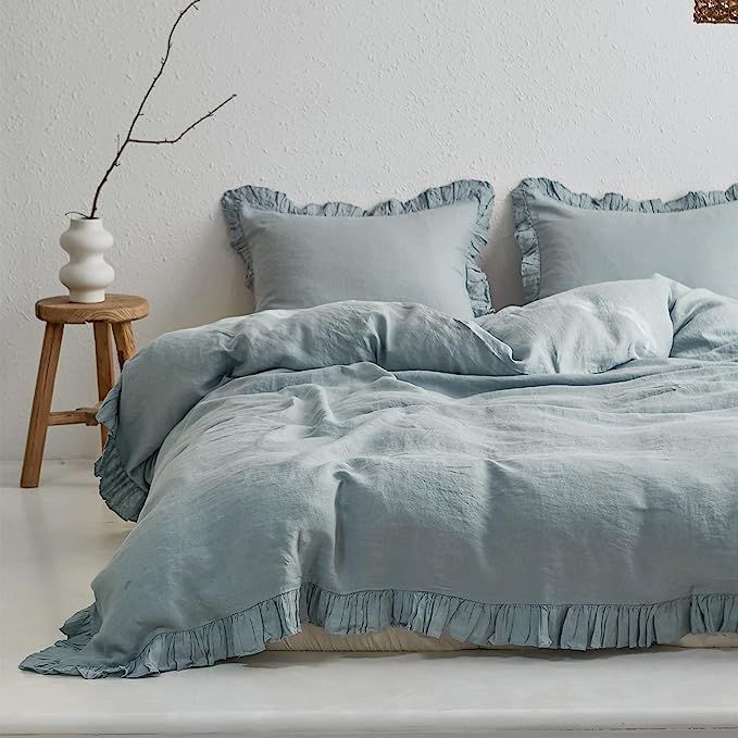 Simple&Opulence 100% Washed French Linen Duvet Cover Set-104''x92'' King Size-3 Pieces Boho Vinta... | Amazon (US)
