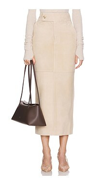 Helsa Suede Column Skirt in Sandy Beige from Revolve.com | Revolve Clothing (Global)