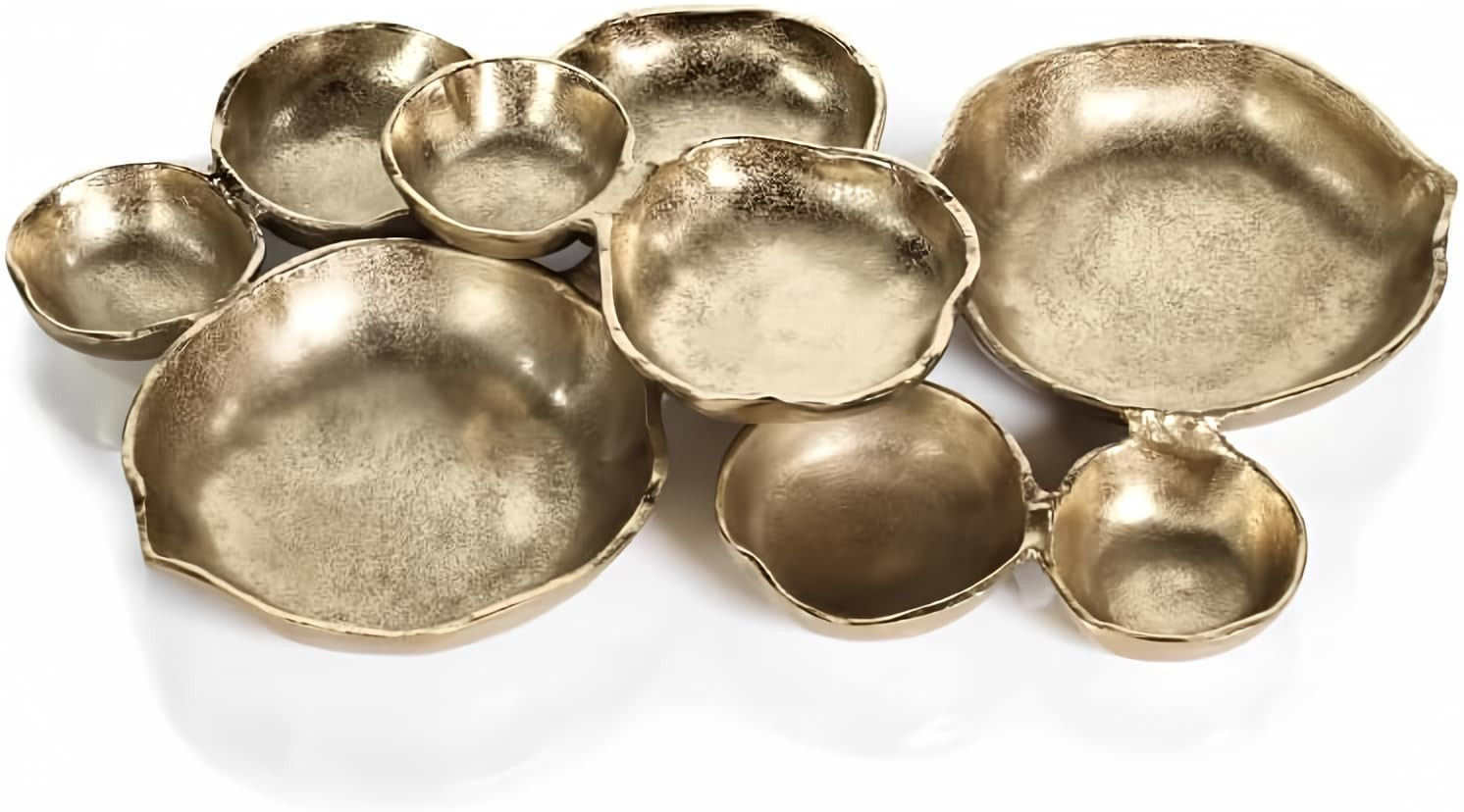 Zodax Cluster of 9 Round Serving Bowls, Dark Gold Finish, 19 in x 12 in x 2.5 in | Amazon (US)
