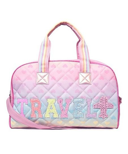 Pink 'Travel' Sequin Quilted Duffel Bag | Zulily