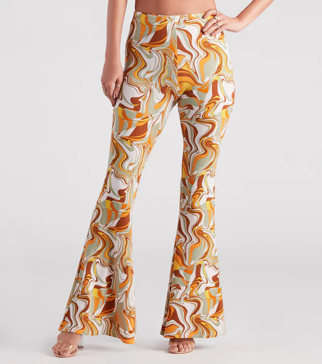 Swirl Of Attraction Printed Flare Pants | Windsor Stores
