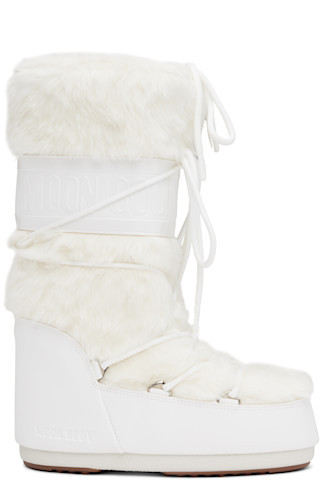 Moon Boot - White Icon Faux-Fur Boots | SSENSE