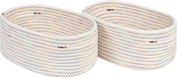 CubesLand Small Woven Baskets,Cute Baskets or Shelf Set 2,Cube Organizer Basket Bin,Soft Toys Sto... | Amazon (US)