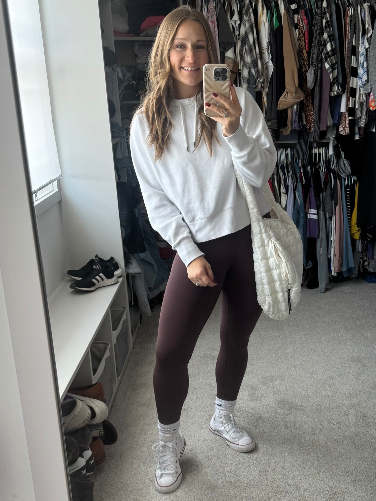 Can you tell I’m all in with this chocolate brown trend?? Love these leggings! I teeter between a S and M and went with a medium! They fit great!

#LTKFindsUnder50 #LTKActive