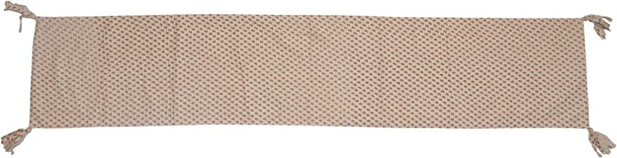 Creative Co-Op Cotton Printed Table Frayed Tassels Runner, 72" x 14", Cream & Rust | Amazon (US)