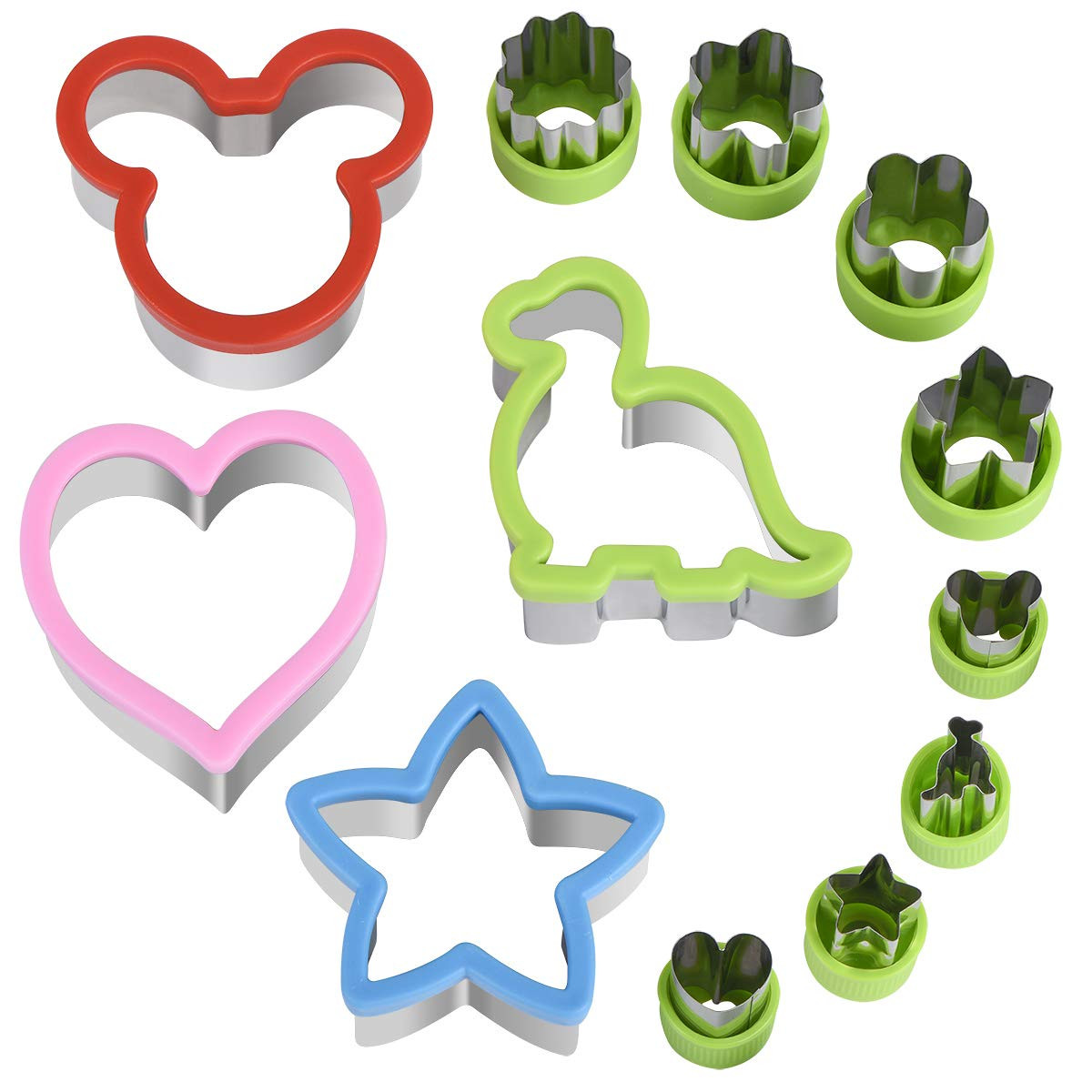 Sandwich Cutters Set for Kids, Mickey Mouse, Dinosaur, Star, Heart Shapes and Mini Vegetable Frui... | Amazon (US)