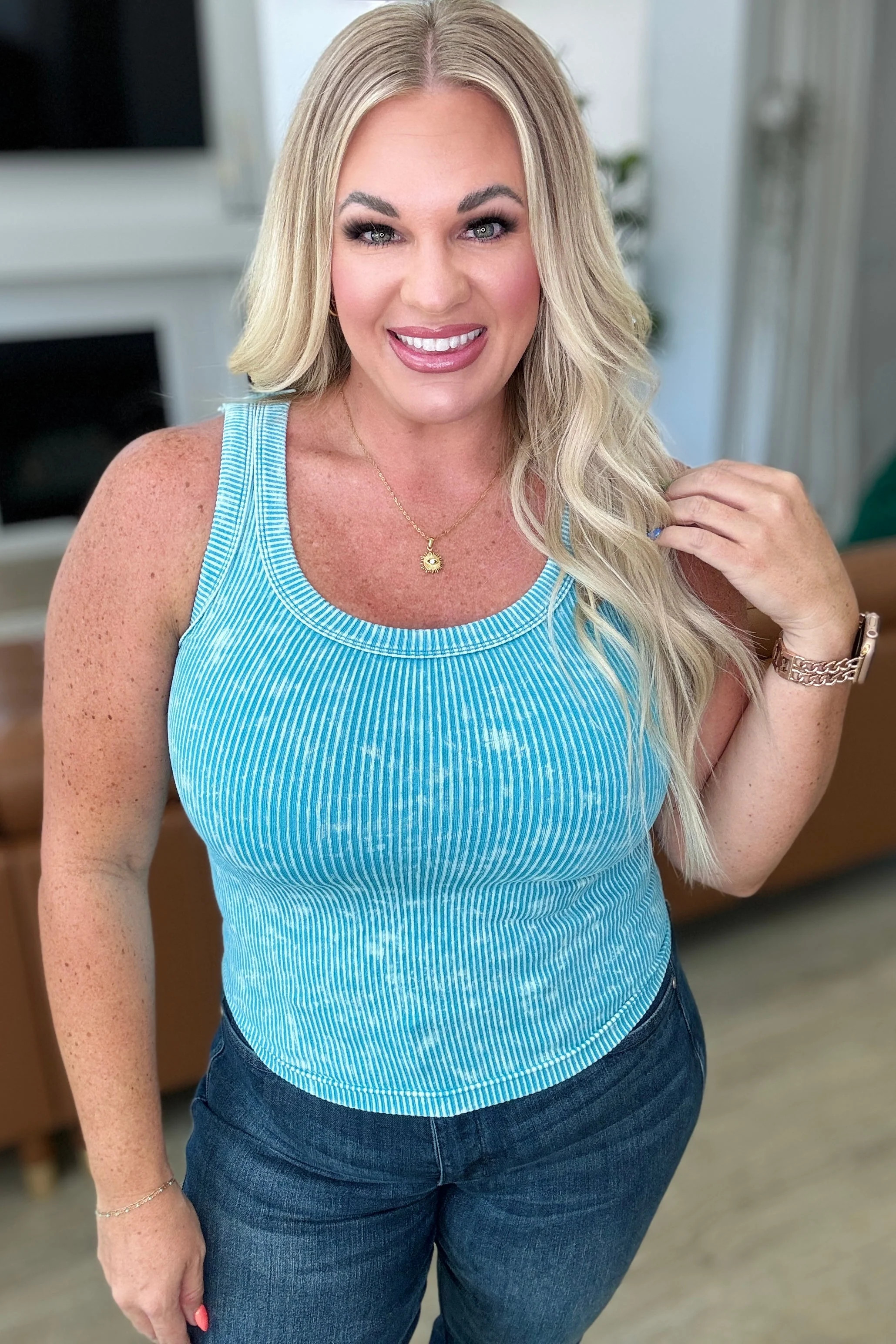 Go the Distance Ribbed Tank in Ice Blue S/M | Casual Chic Boutique