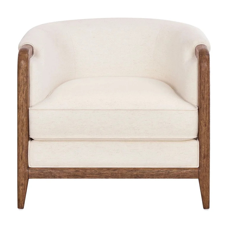 My Texas House Campbell Wood Accent Chair, Cream Fabric | Walmart (US)
