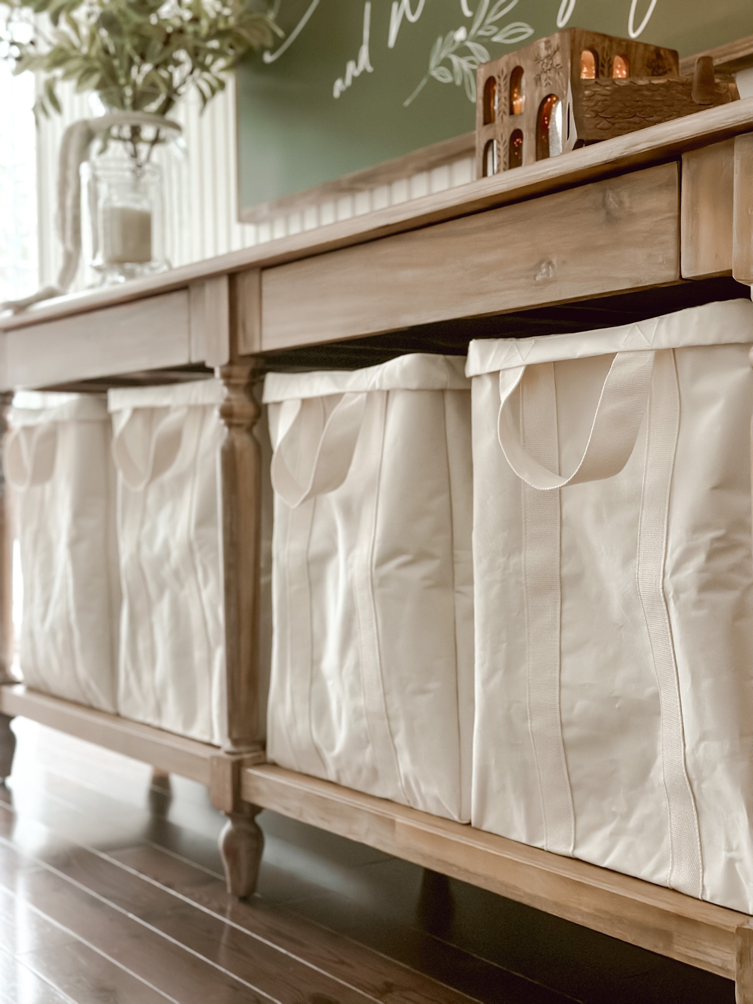 Creative kitchen storage with laundry bags. 

#LTKFind #LTKstyletip #LTKhome