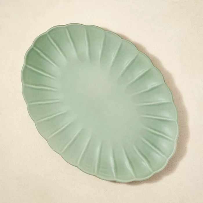 15&#34; x 11&#34; Stoneware Scalloped Serving Platter Green - Opalhouse&#8482; designed with Jung... | Target