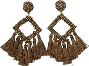 Time and Tru Women's Brown Diamond Tassel Earring - Walmart.com | Walmart (US)